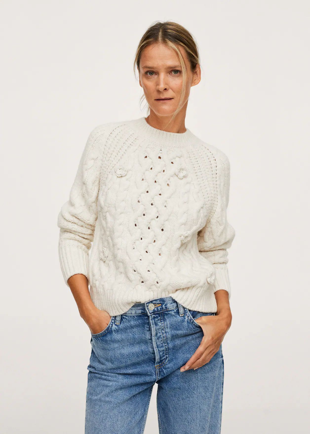 Cable-knit sweater | MANGO (UK)