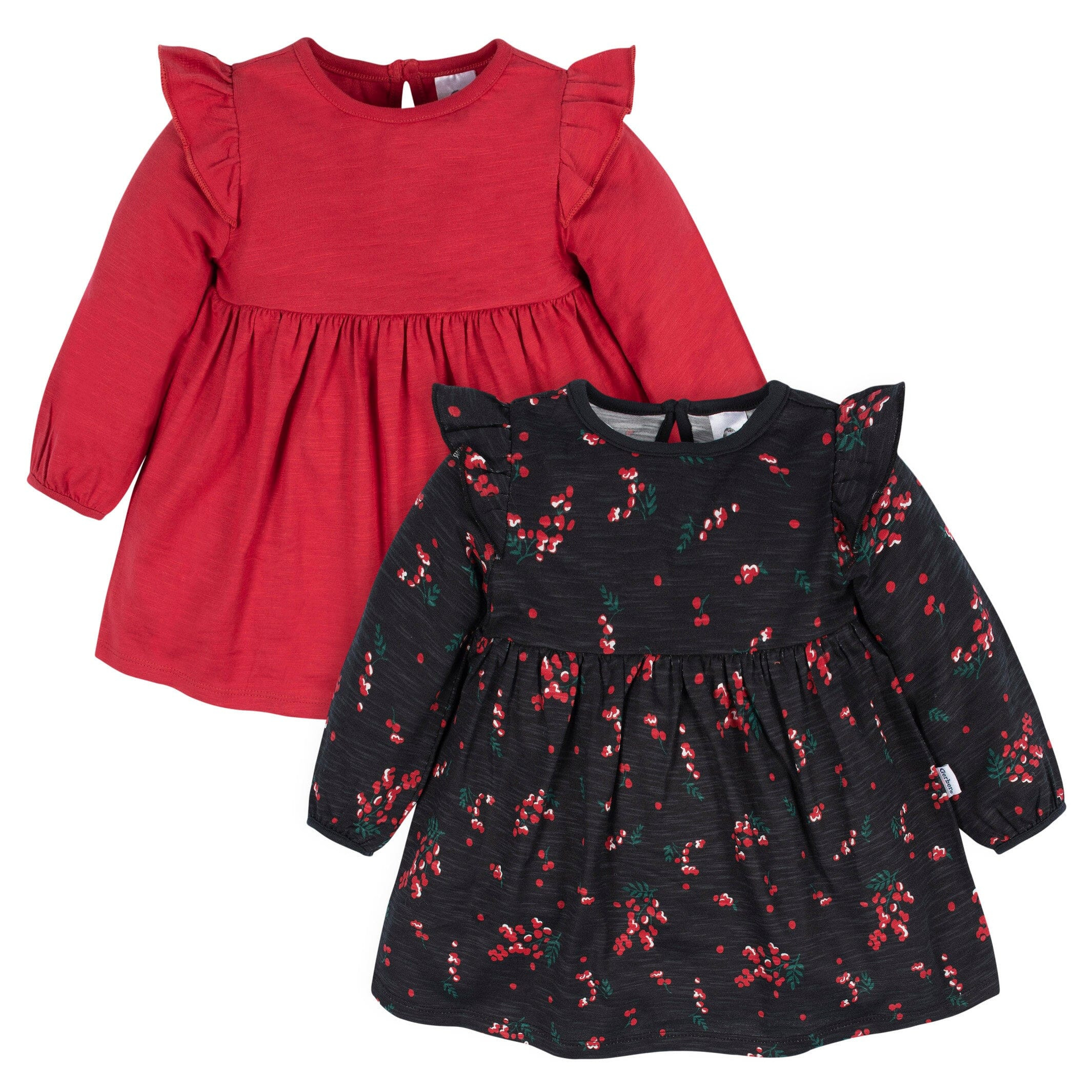 2-Pack Baby & Toddler Girls Holly Berries Babydoll Dresses | Gerber Childrenswear