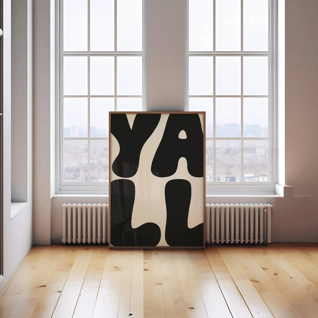 Yall Bold Art Print Western Boho Cowgirl Poster Black Neutral Wall Decor Boho Cowboy Aesthetic Tr... | Etsy (US)