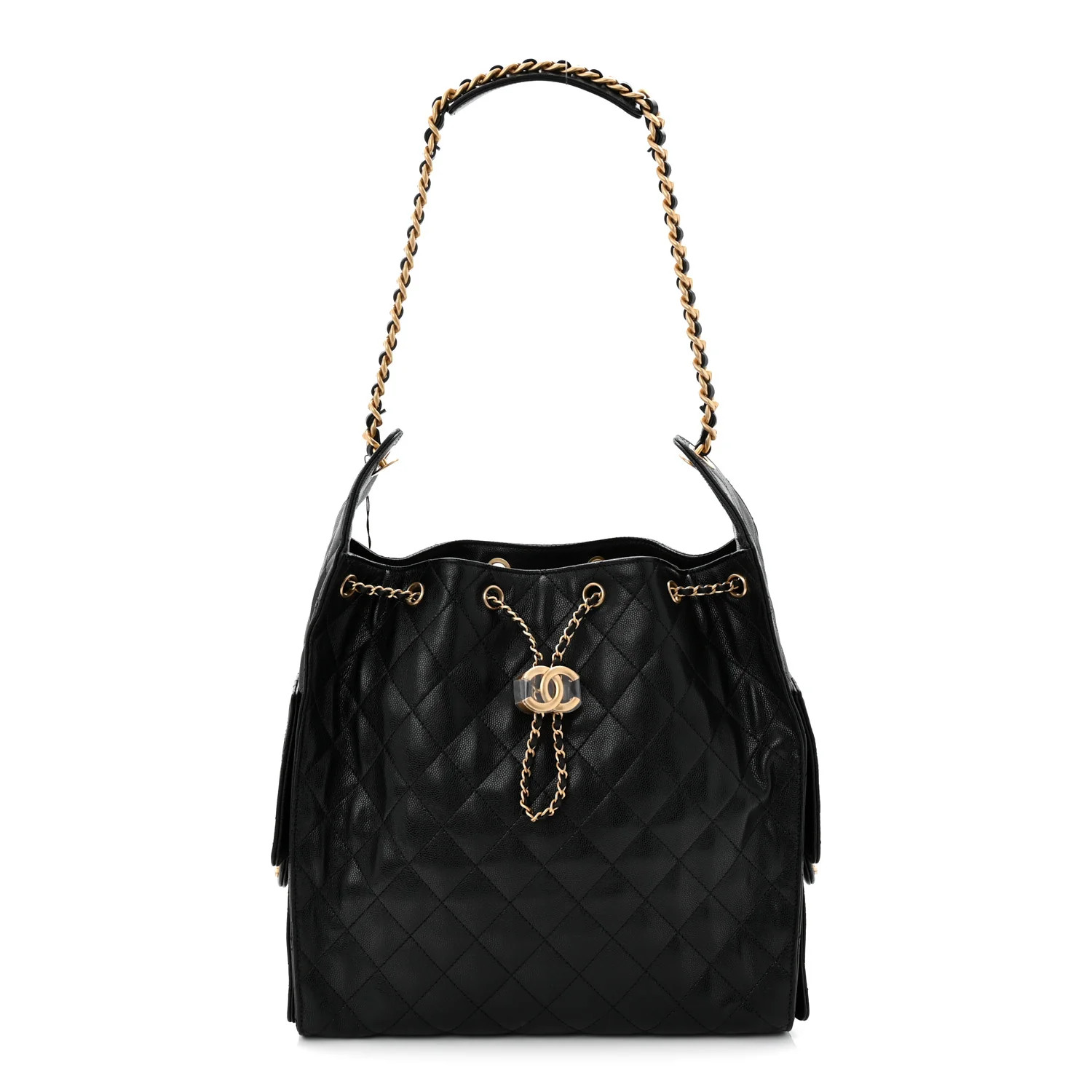 Caviar Quilted Medium Chanel 25 Handbag Black | FASHIONPHILE (US)