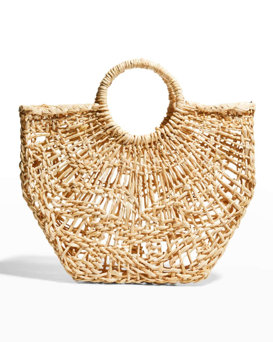 Nannacay Maria Cutout Straw Ring Top-Handle Bag | Neiman Marcus