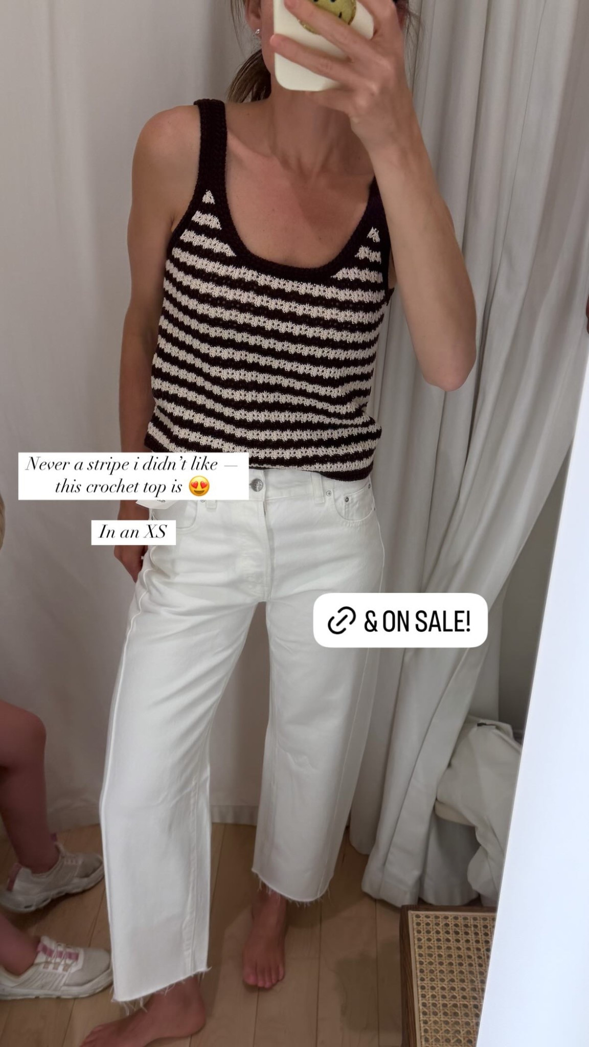 Never a stripe i didn’t like — 
this crochet top is 😍

In an XS