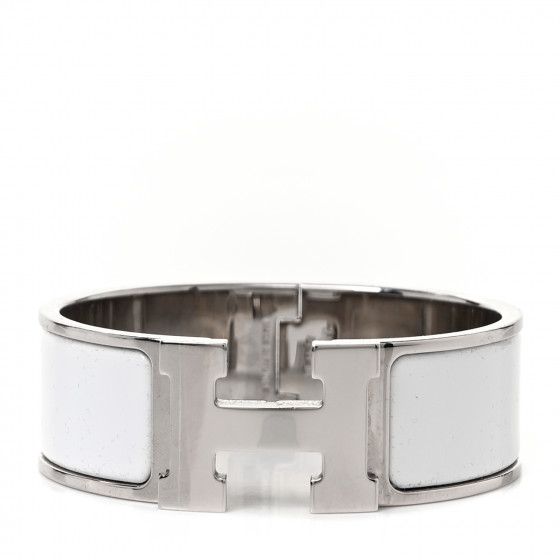 HERMES Enamel Wide Clic Clac H Bracelet PM White | Fashionphile