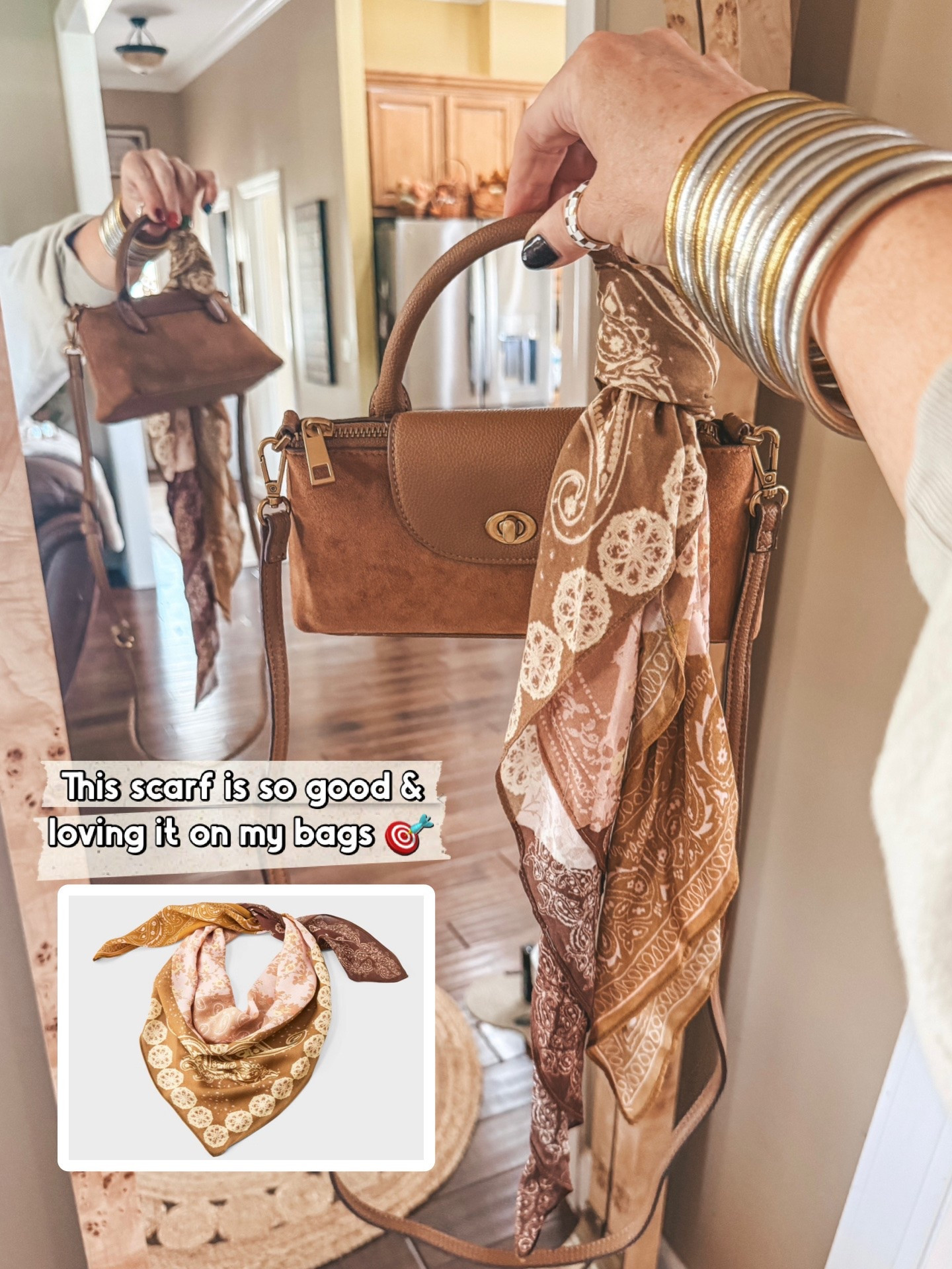 This scarf is so good! Love the colors and it adds so much to your bag or fit. @Target 
✨Save on my checkered ring with code MANDIE
#scarf #scarfstyle #targetfashion

#LTKOver40