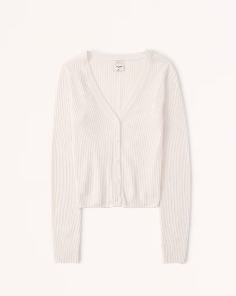 Ribbed Cashmere Short Cardigan | Abercrombie & Fitch (UK)