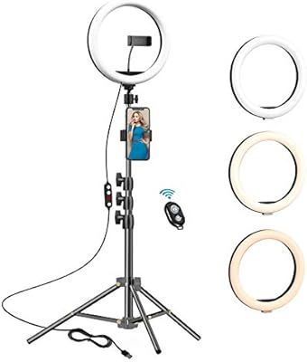 10.2 inch Selfie Ring Light with Tripod Stand & 2 Phone Holders,Anbes Dimmable Led Camera Ringlig... | Amazon (US)