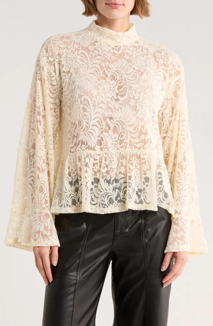 Ruffle Long Sleeve Lace Top | Nordstrom Rack