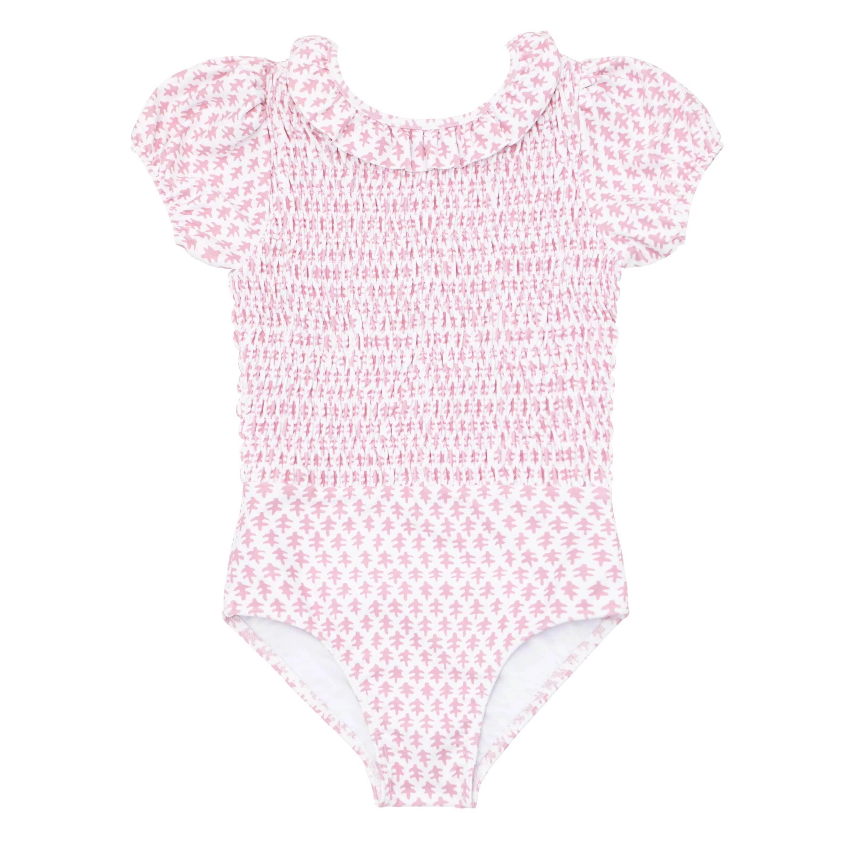 minnow x sister parish girls nectar leaf puff sleeve smocked one piece | minnow
