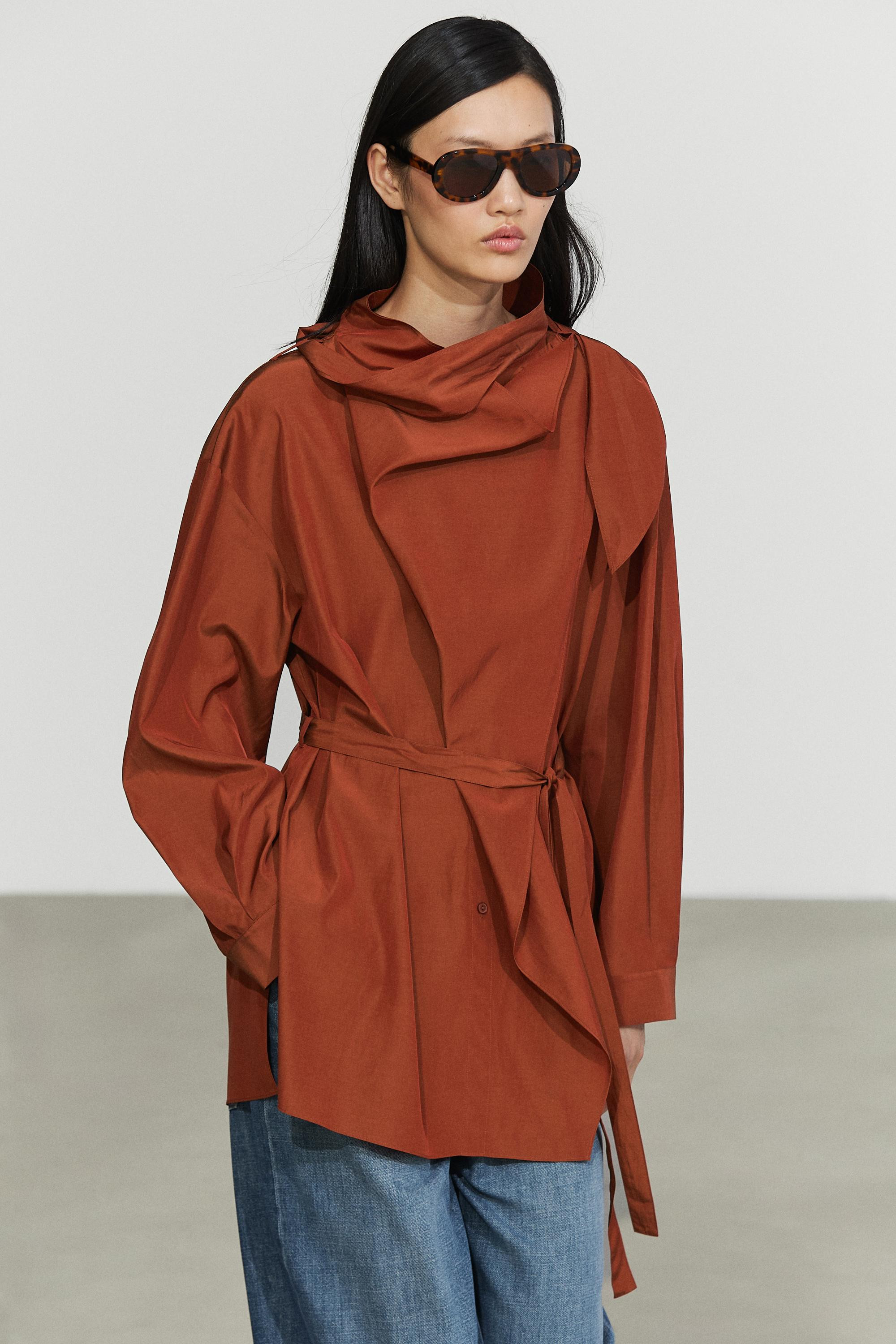 Blusa fluida con dettaglio a fiocco | Massimo Dutti IT