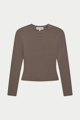 SCULPTING STRETCH LONG SLEEVE TOP - COCOA | The Couture Club