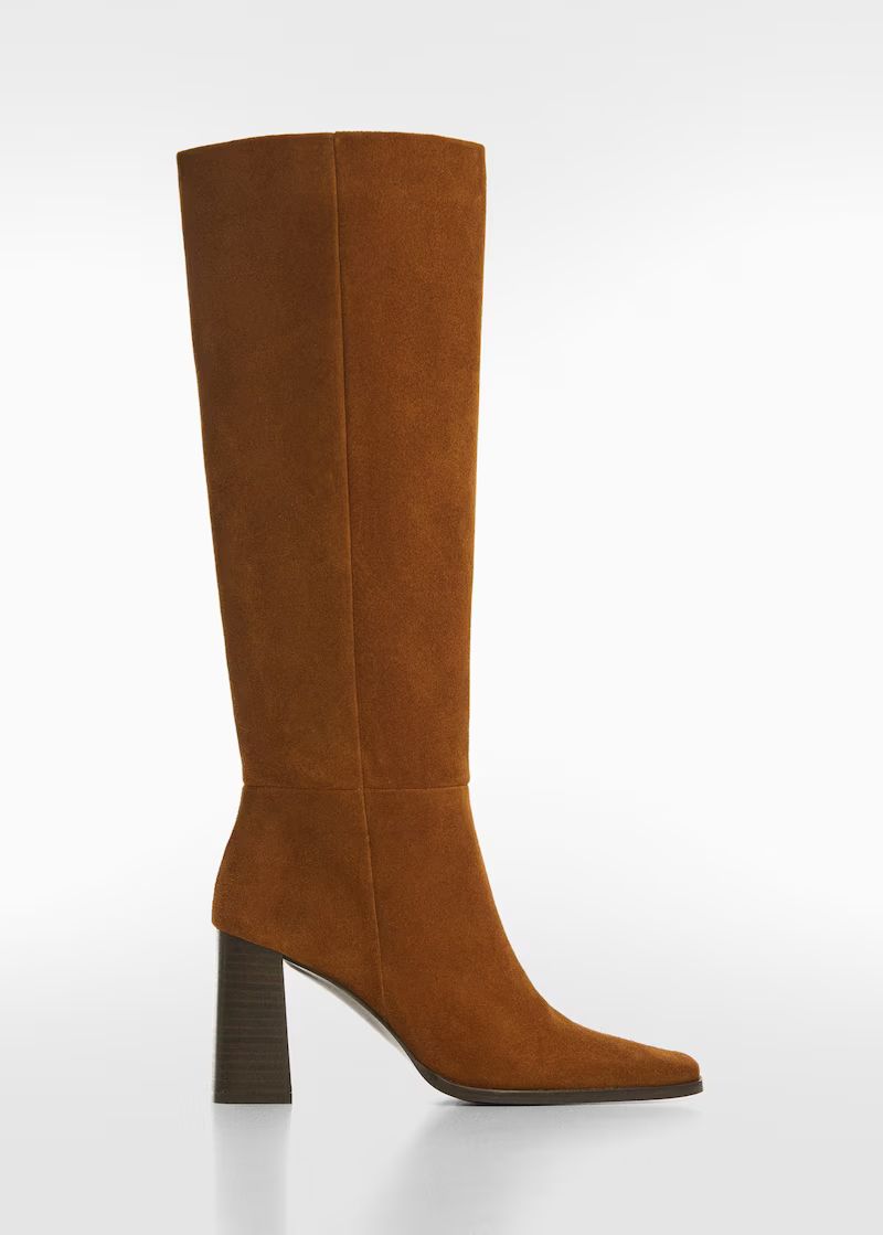 Heel suede boots -  Women | Mango USA | MANGO (US)