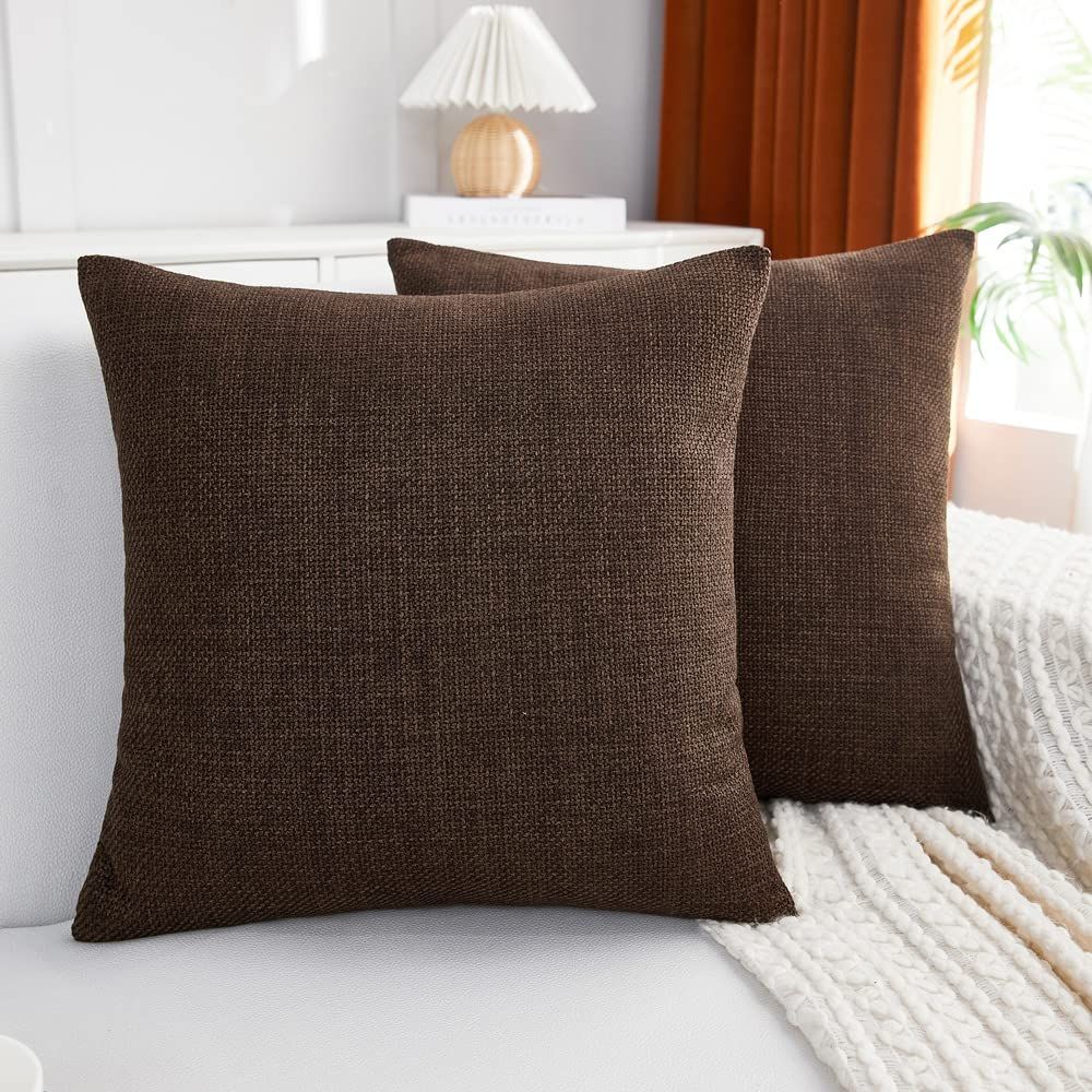 MERNETTE Pack of 2, Linen Decorative Square Throw Pillow Cover Cushion Covers Pillowcase, Home De... | Amazon (US)