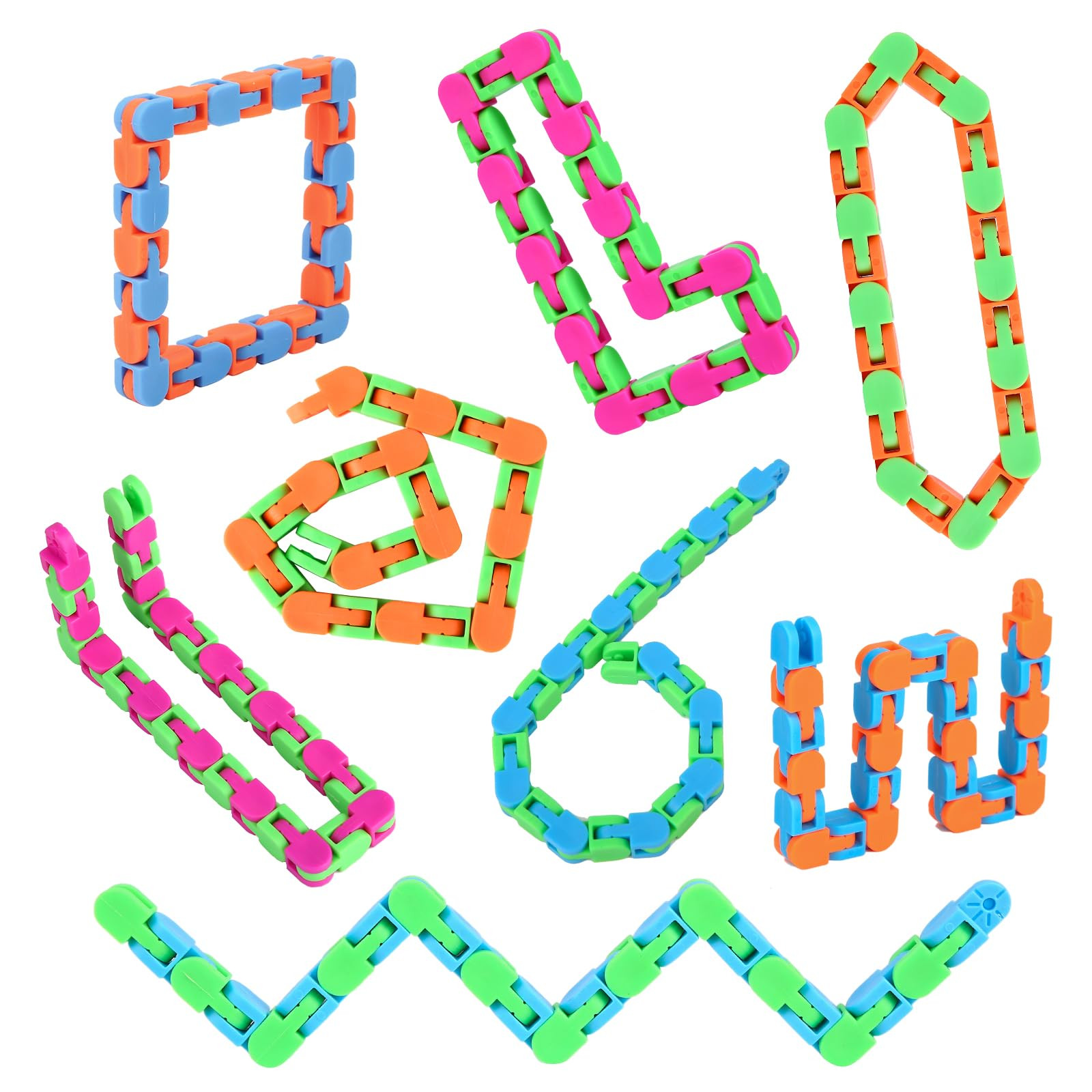 8Pcs 24Links Fidgets Wacky Tracks Fidget Toys for Kids Classroom Students Gifts School Stocking S... | Amazon (US)