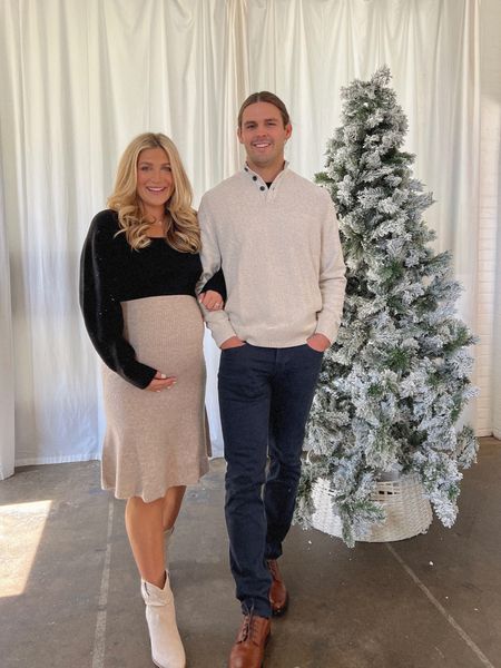 Husband & Wife holiday photo outfit idea from @walmartfashion ! My skirt is on sale for $19! I’m in a medium for my bump. Husbands pullover is only $26 and incredible quality too! 
#walmartpartner #walmartfashion #sponsored 

#LTKbump #LTKmens #LTKHoliday