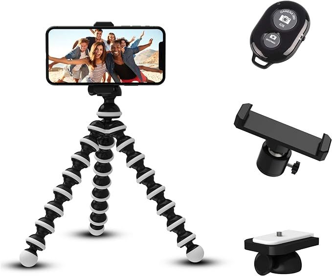 Phone Tripod for iPhone by TalkWorks - Mini Flexible Tripod Cell Phone Holder Adjustable Camera S... | Amazon (US)