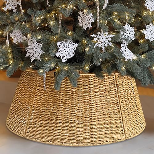 Rattan Christmas Tree Collar,26" Rustic Christmas Tree Ring,Tree Skirt,Handcrafted Natural Woven Christmas Tree Base Cover Christmas Decorations for Tree | Amazon (US)