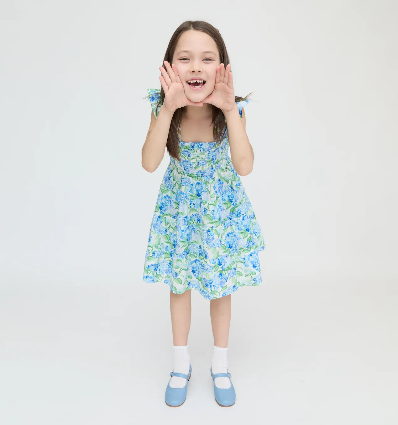 The Tiny Ellie Nap Dress - Blue Floral Block Stripe | Hill House Home US