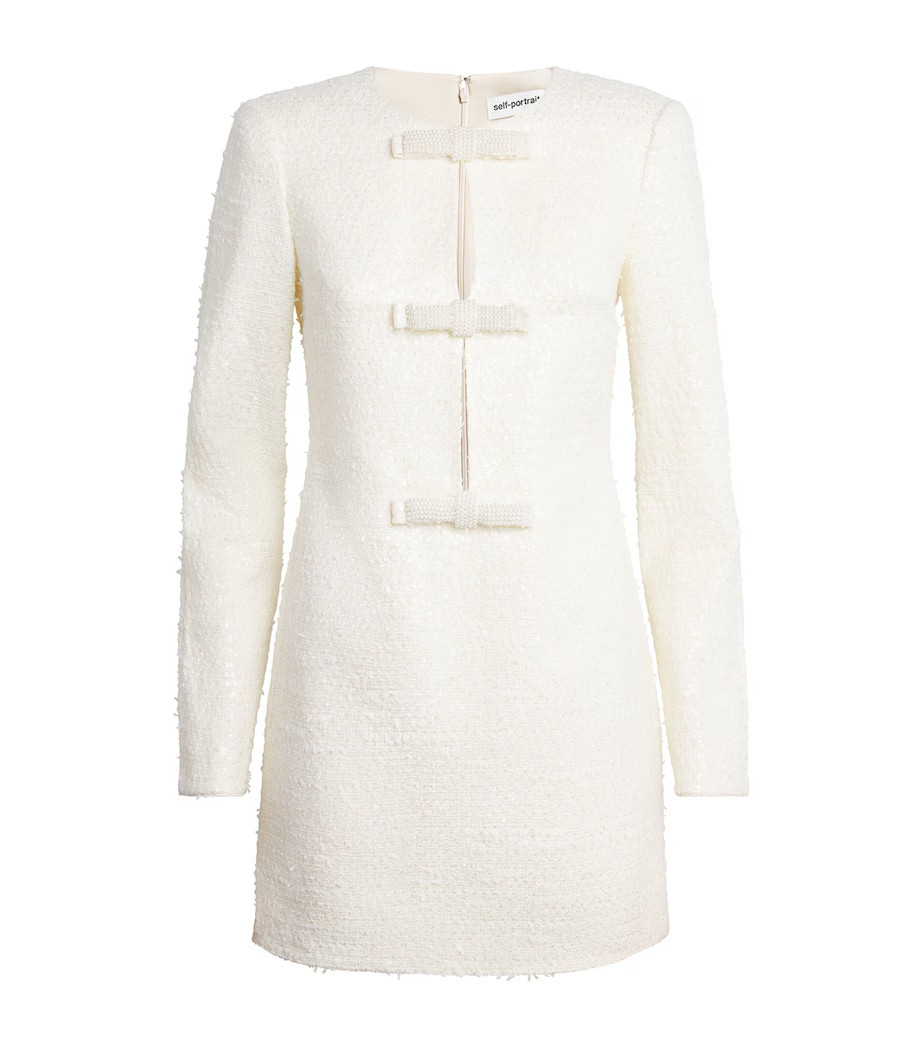 Bouclé Sequin Bow Mini Dress | Harrods