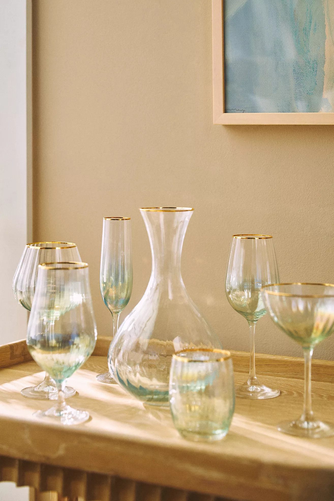 Waterfall 24k Gold Accent Red Wine Glasses, Set of 4 | Anthropologie (US)