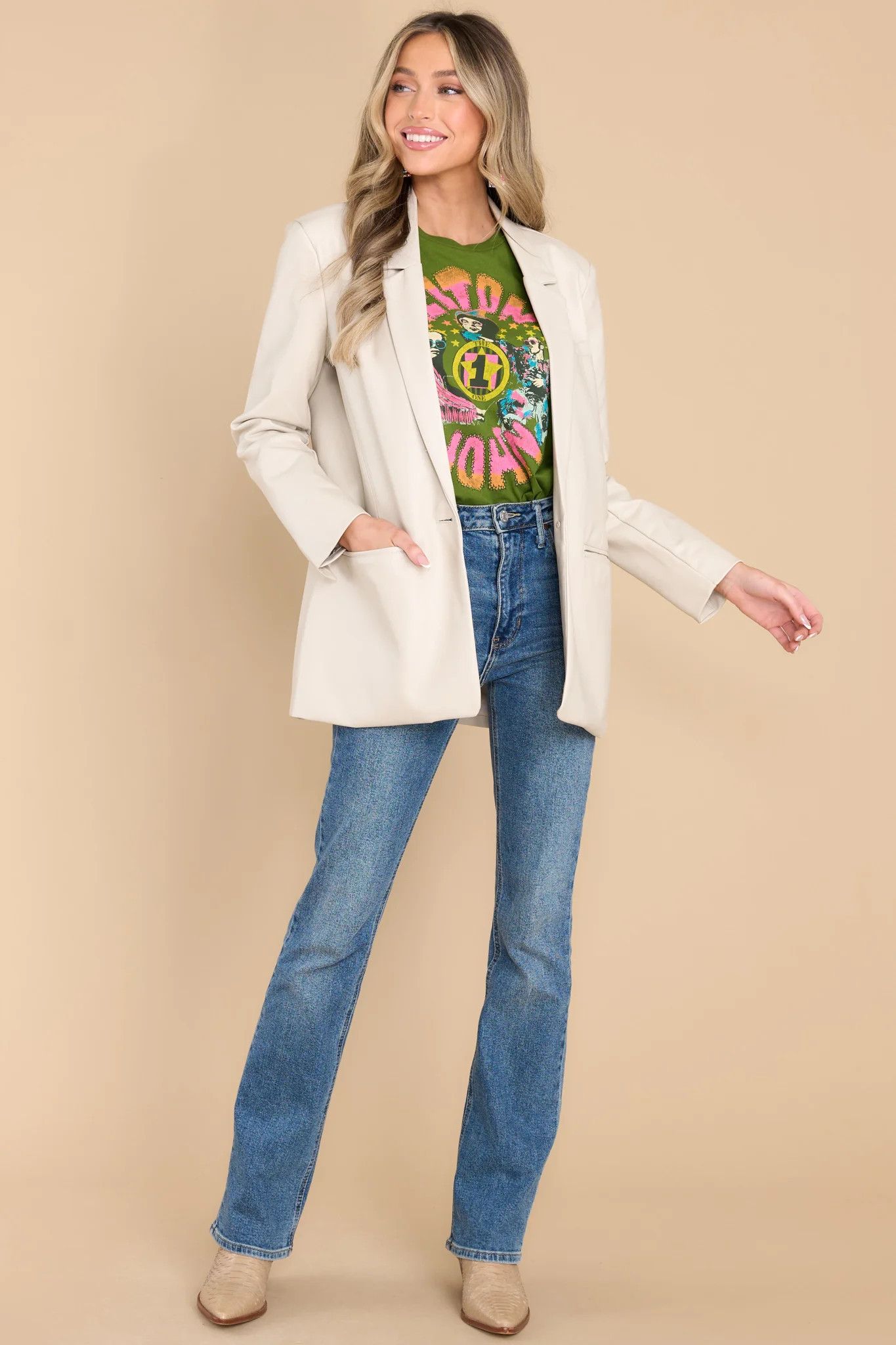 BB Dakota Audrey Bone Blazer Ivory | Red Dress 