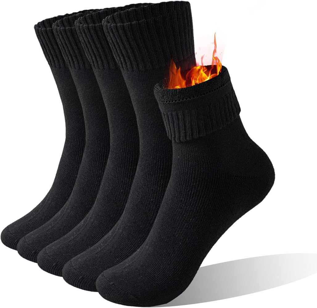 VoJoPi Winter Thermal Socks for Women - 5 Pairs Thick Warm Ladies Cozy Wool Crew Boot Socks, US 5... | Amazon (US)