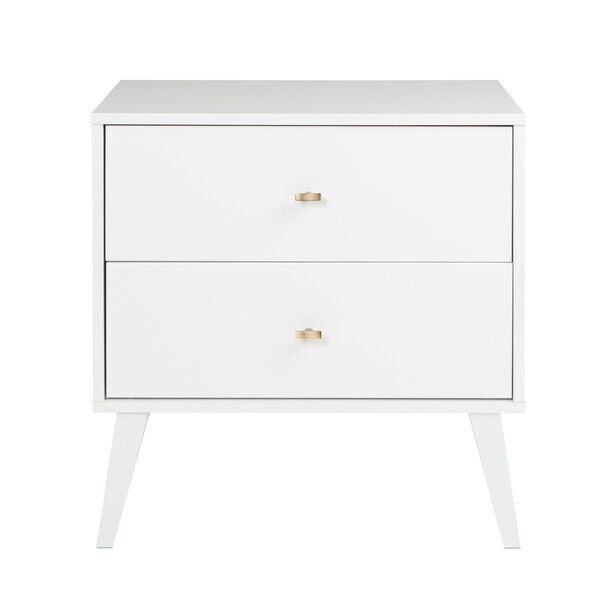 Milo Mid Century Modern 2-drawer Nightstand - White | Bed Bath & Beyond