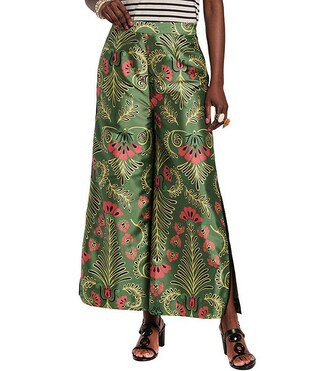 FRANCES VALENTINE Printed Taffeta Flat Front Wide Leg Pants | Dillard's | Dillard's