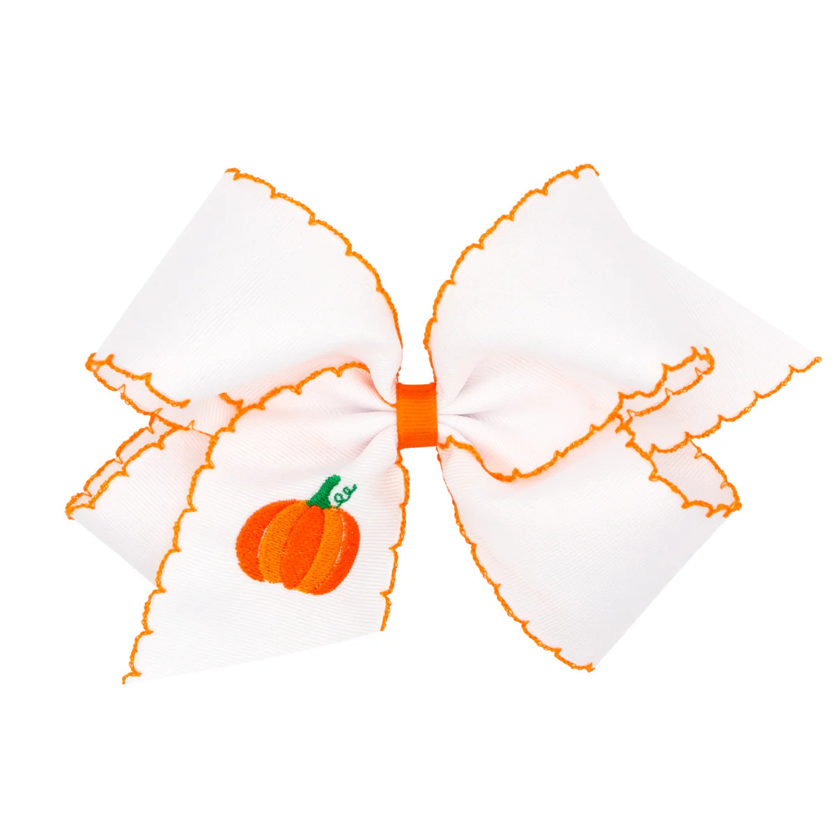 Pumpkin Embroidered Moonstitch Bow | Classic Whimsy