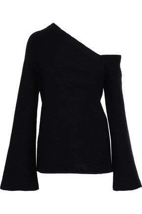 Asymmetric ribbed wool and cashmere-blend sweater | The Outnet US