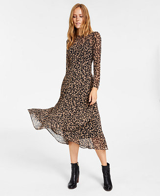Crossover-Hem Midi Dress | Macy's