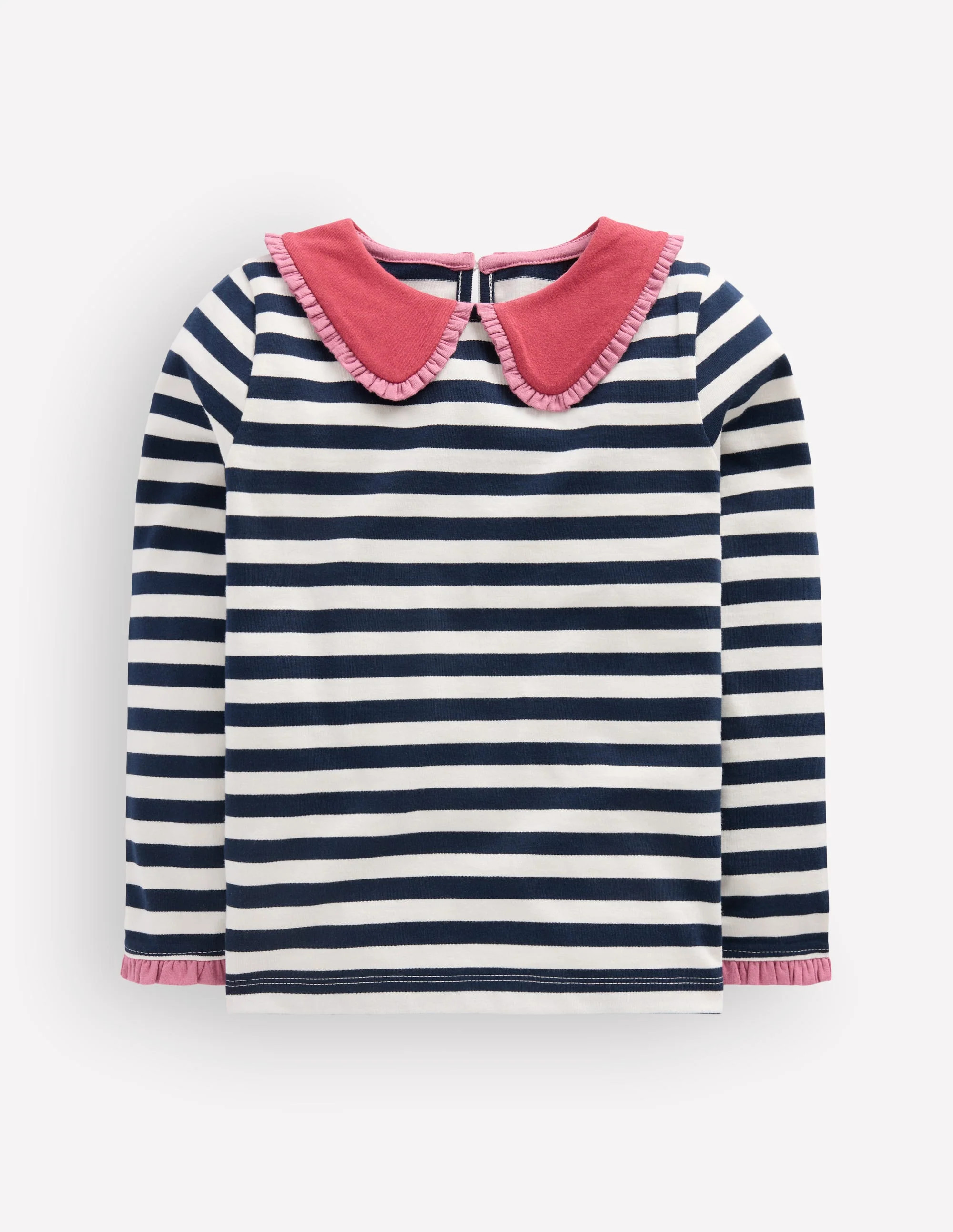 Collared Breton Jersey Top-Ivory and Navy Stripe | Boden (US)
