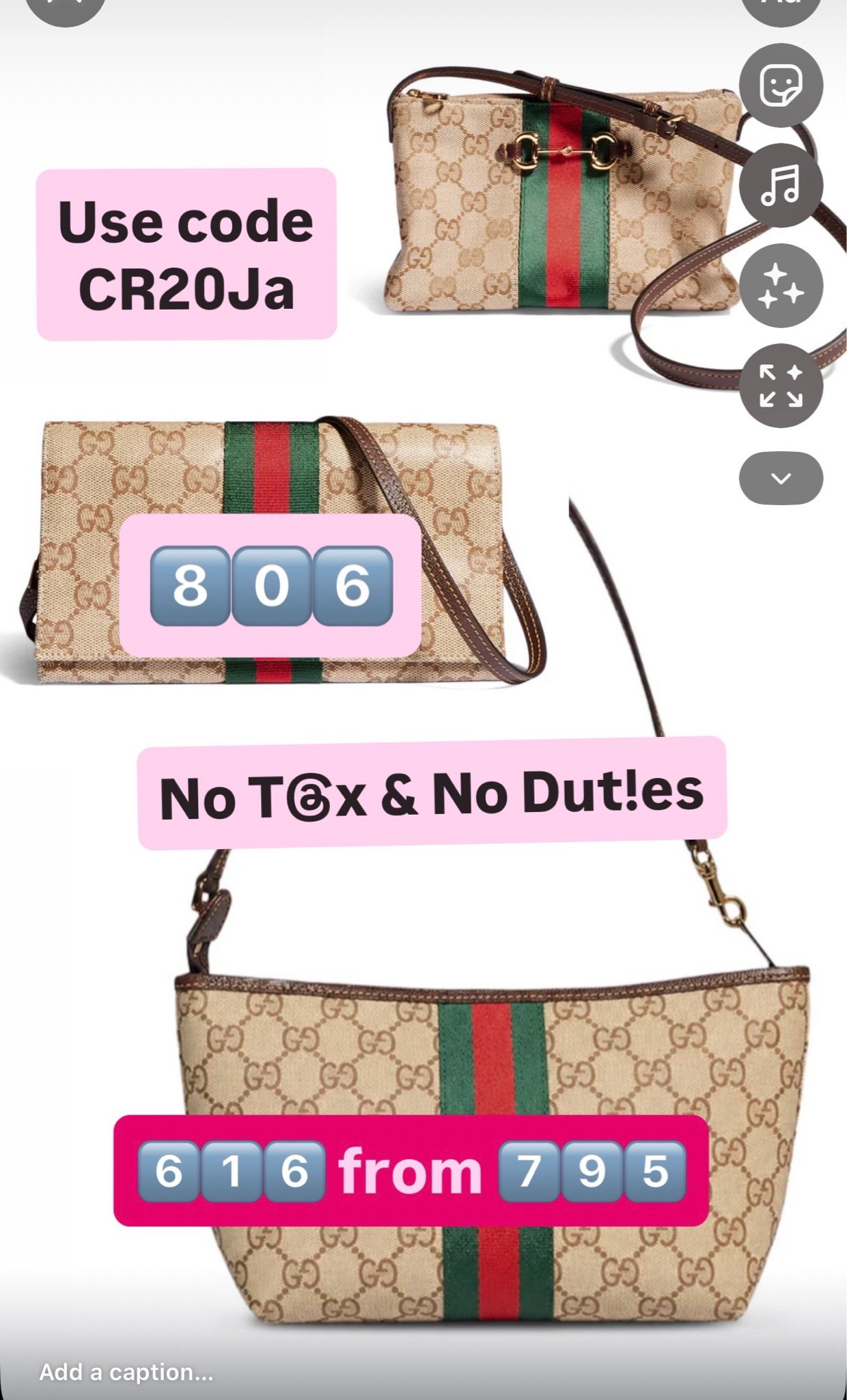 Gucci bags sale
No tax and no duties 
Use code
CR20JA

#LTKSaleAlert #LTKootd #LTKstorytime