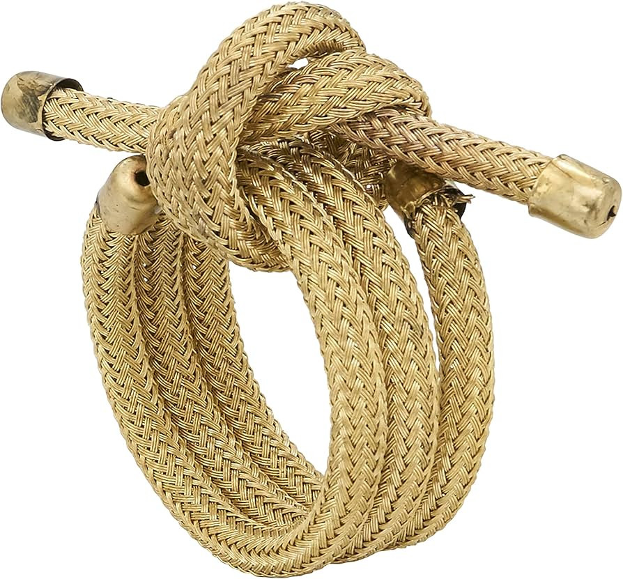 Saro Lifestyle Knotted Rope Napkin Rings (Set of 4), Gold, Set of 4 | Amazon (US)