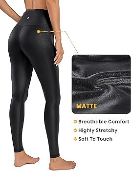 CRZ YOGA Butterluxe Matte Faux Leather Leggings for Women 28" - High Waisted Stretch Ankle Leathe... | Amazon (US)