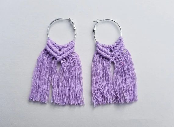 Lavender/Purple Macrame Earrings | Etsy | Etsy (US)