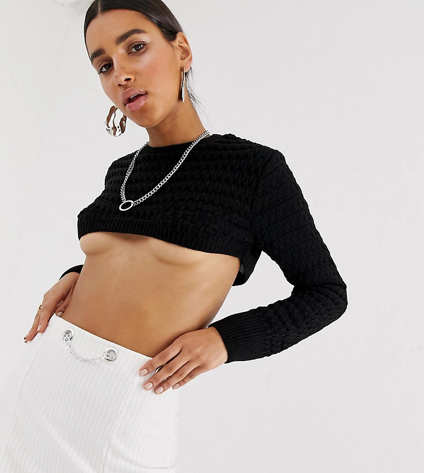Reclaimed Vintage inspired knitted super crop-Black | ASOS (Global)