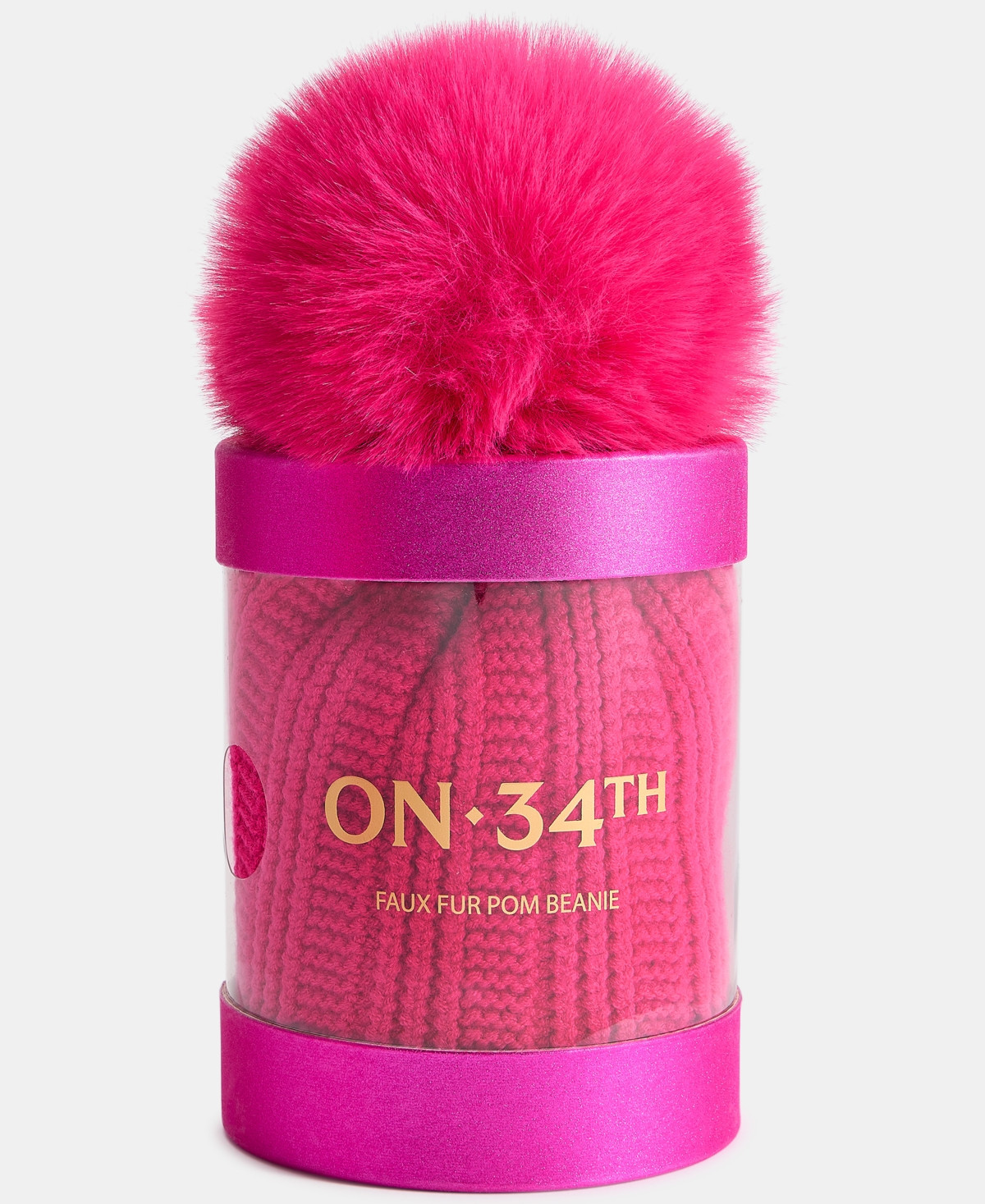 On 34th Boxed Rib-Knit Beanie, Macy's Exclusive - Brght Pink | Macy's