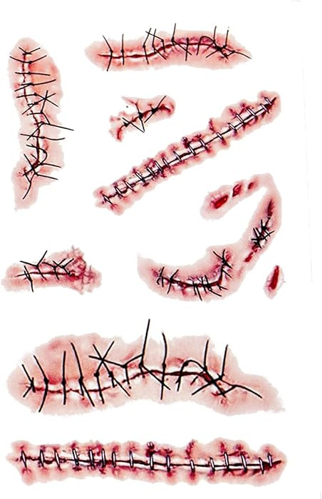 20 Sheets Halloween Zombie Temporary Tattoos - NEDEQI Chucky Scar Fake Blood Tattoos Waterproof R... | Amazon (US)