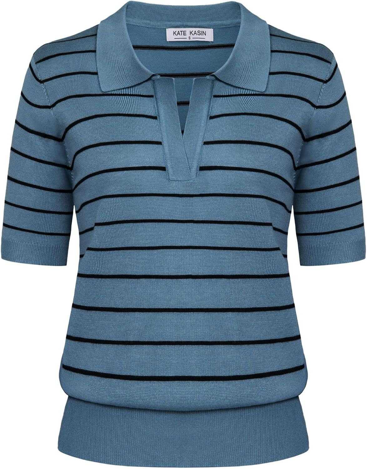 Women's Short Sleeve Classic V Neck Collared Casual Polo Sweater Tops | Amazon (US)