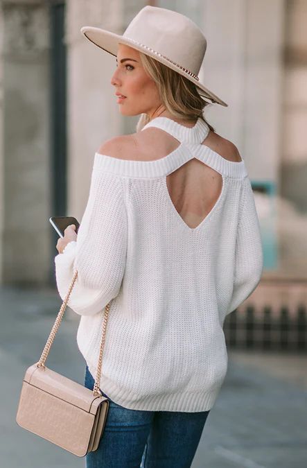 Coffee Date Cutout Sweater | Amaryllis Apparel