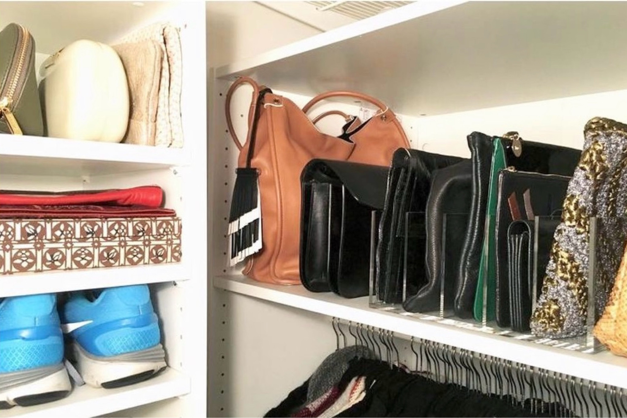 @ikeausa pax wardrobes have been around for so long for a reason, they're great. i used them in this client's small walk-in closet to give her a custom look and feel without having to spend a fortune. their shallow 14" deep frames are perfect for shoes and accessories.

acrylic file sorters are perfect for small bags, clutches and wallets.

#LTKHome