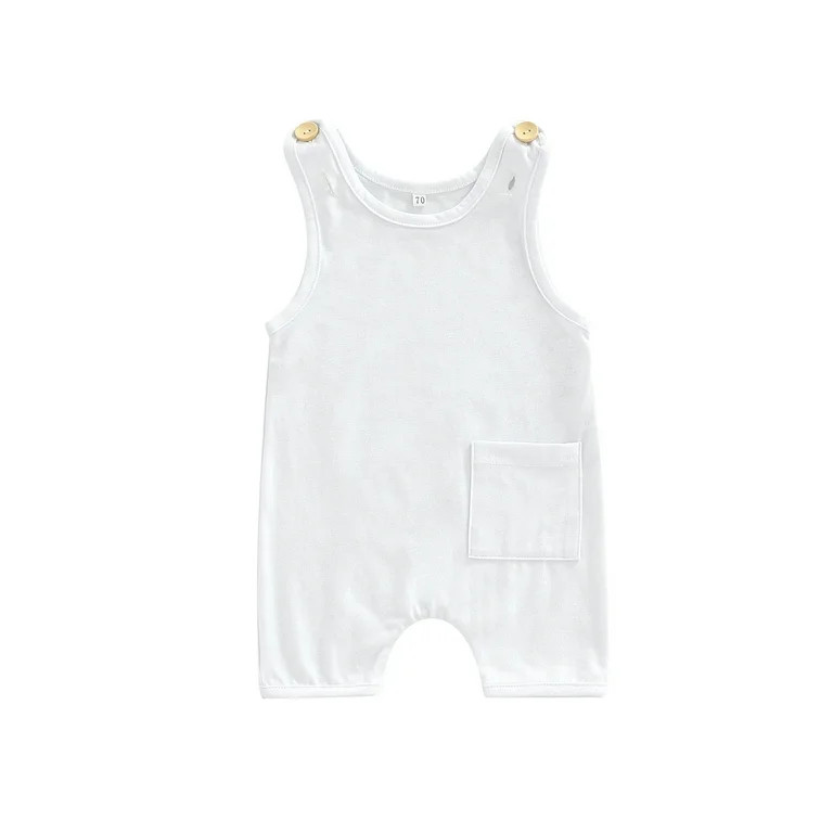 Canrulo Newborn Baby Girls Boys Romper Clothing 6 Colors Solid Sleeveless Button Pocket Casual Ju... | Walmart (US)