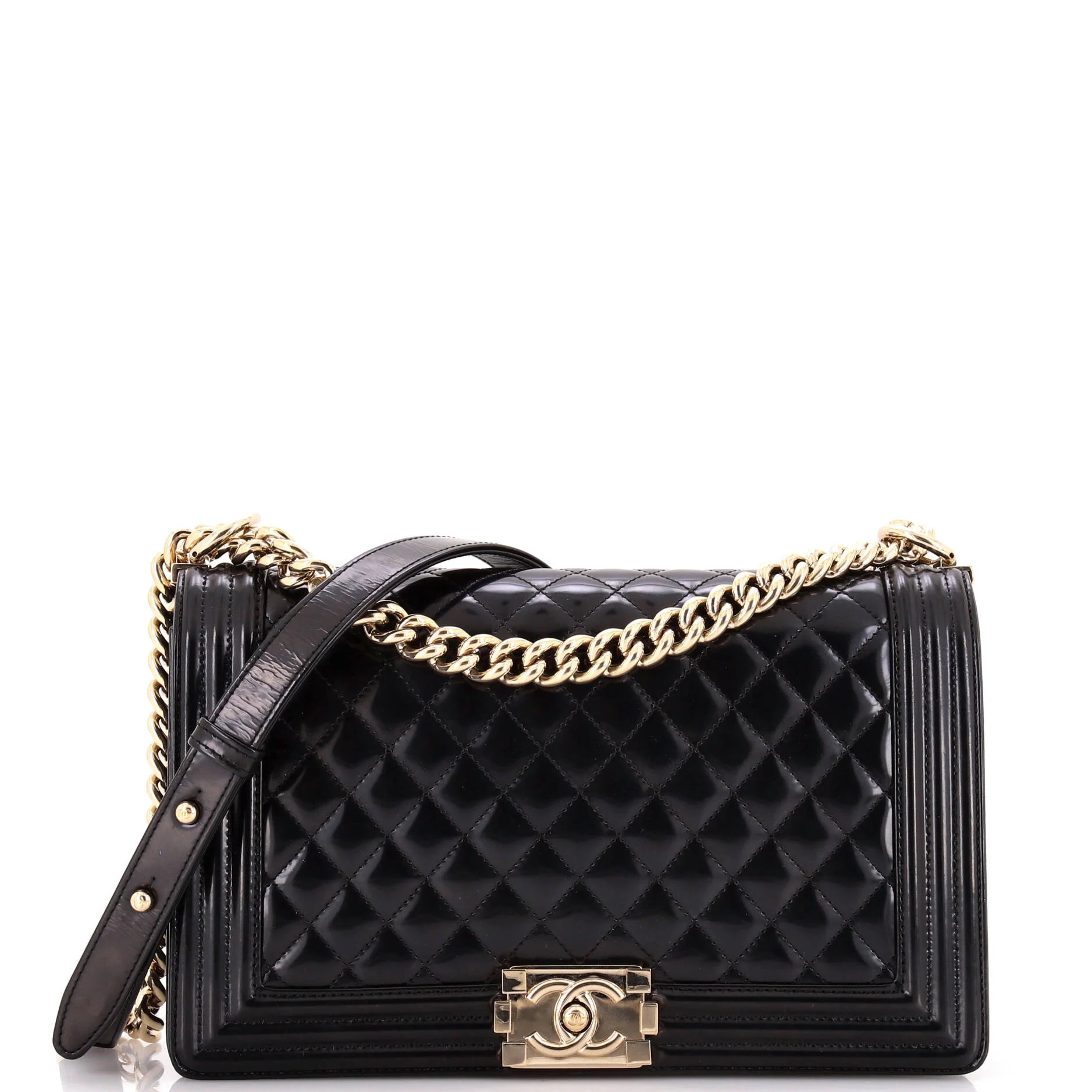 Pre-Owned CHANEL Boy Flap Bag Quilted Iridescent Glazed Calfskin New Medium By Rebag | Walmart (US)