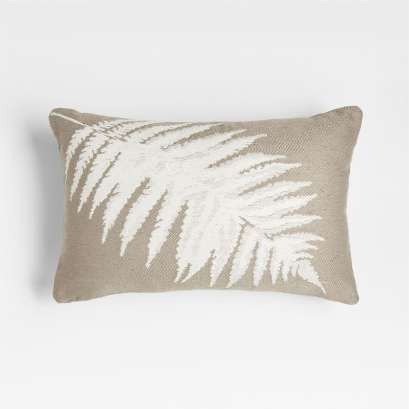 Fern 20"x13" Loggia Tan Outdoor Lumbar Pillow + Reviews | Crate & Barrel | Crate & Barrel