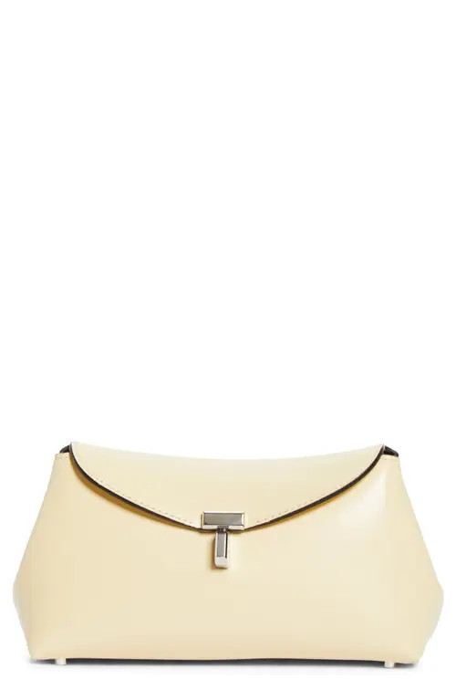 TOTEME Mini T-Lock Leather Clutch in Champagne at Nordstrom | Nordstrom