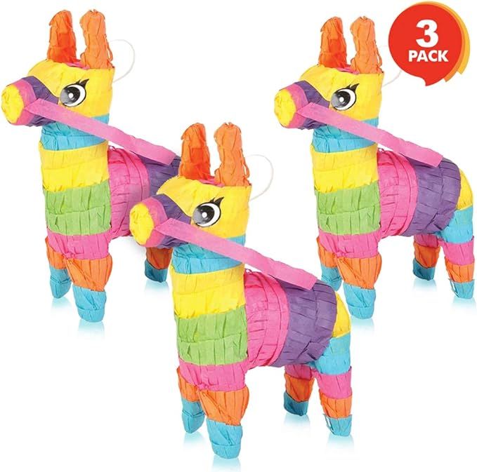 ArtCreativity Mini Donkey Piñatas - Set of 3 - Colorful Birthday Party Decorations - Small Minia... | Amazon (US)