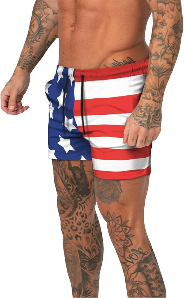 GINGTTO Men's Beach Shorts Bathing Suits with Mesh Lining | Amazon (US)