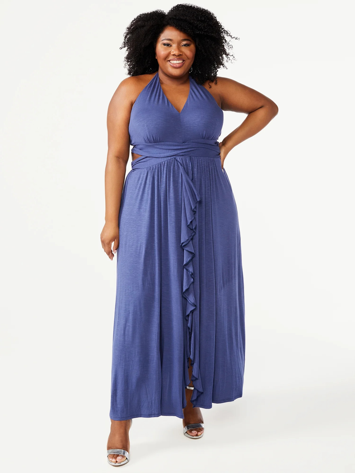 Sofia Jeans by Sofia Vergara Women's Plus Size Halter Maxi Dress with Side Cut-Outs - Walmart.com | Walmart (US)