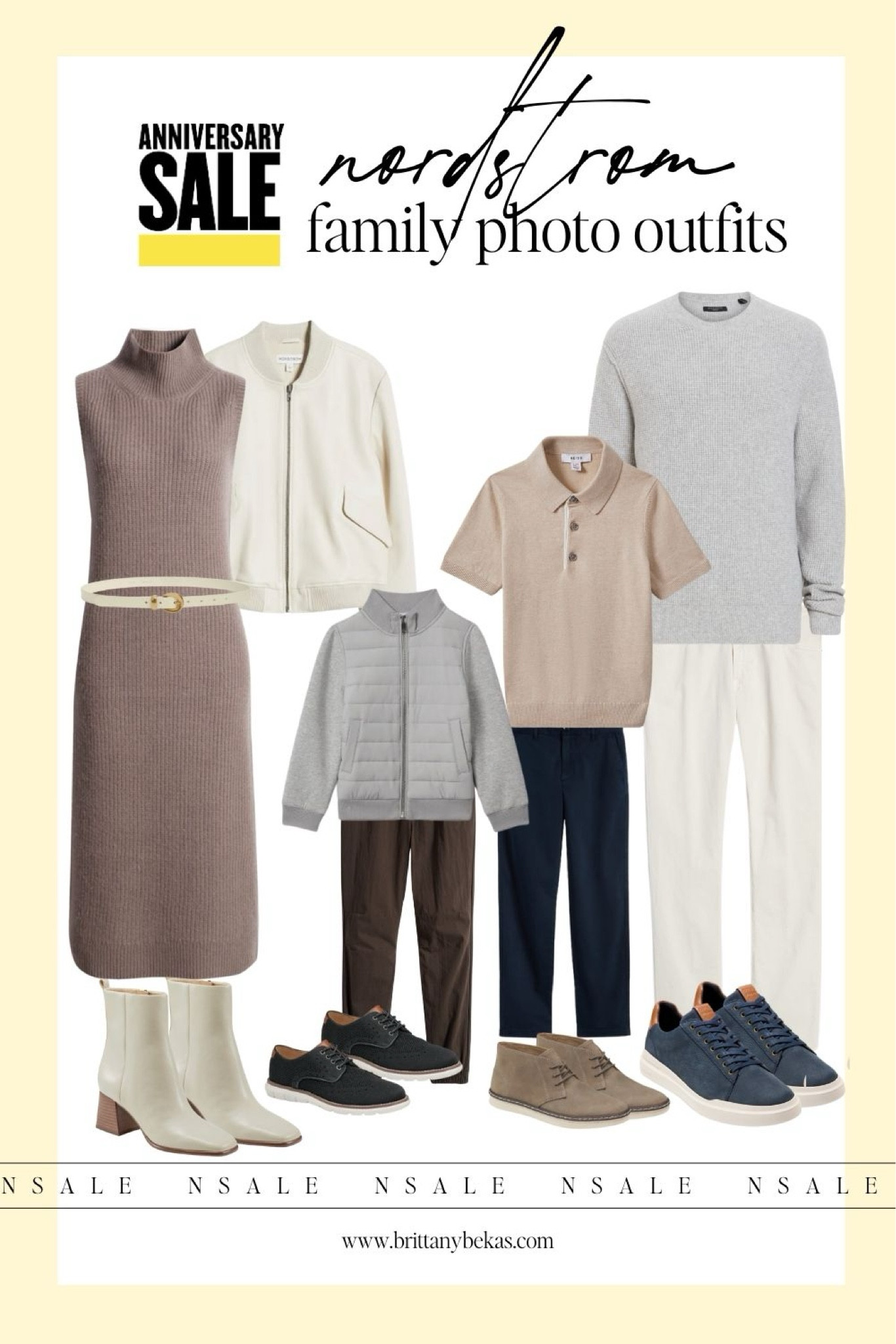 Neutral family picture outfits from the nordstrom anniversary sale. 

White boots - nordstrom anniversary sale men - NSale - sweater dress - fashion trends - back to school outfits - white leather jacket - men's outfits - chukka boots - white belt - men's pants - boys outfits - nordstrom 

#LTKSummerSales #LTKFamily #LTKxNSale