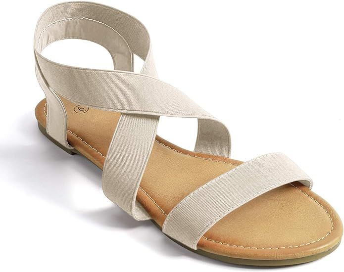 Soles & Souls Elastic Ankle Strap Sandals for Women Flat | Amazon (US)